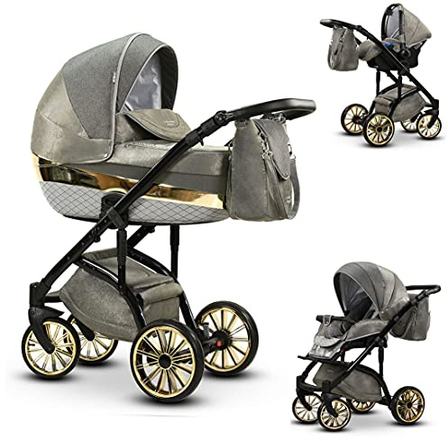 Kinderwagen-Set 4 in 1 Vip Lux inkl. Sportsitz und Autositz - 12 Teile - in 18 Farben
