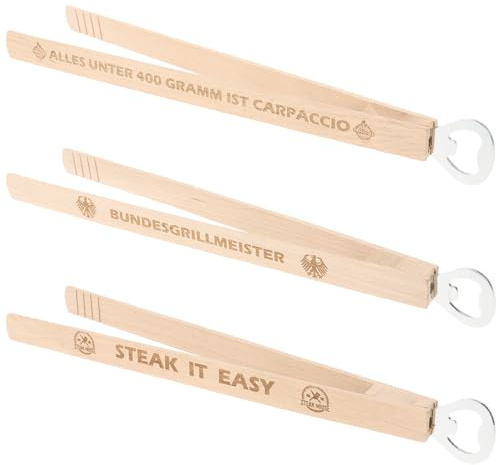3er Set Grillzangen aus Buchenholz mit Lasergravur|Lustige Sprüche|Grill Zubehör für Holzkohlegrill Gasgrill|Grillbesteck|Geschenke für Männer Papa Ehemann Opa|Grillgeschenk(3er Grillzangenset 7)