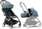 Poussette Stokke YOYO3 avec pack nouveau-né et pack couleur 6+ - Comprend un cadre noir, un pack couleur YOYO 6+ (Aqua) et un pack nouveau-né 0+ (Aqua)