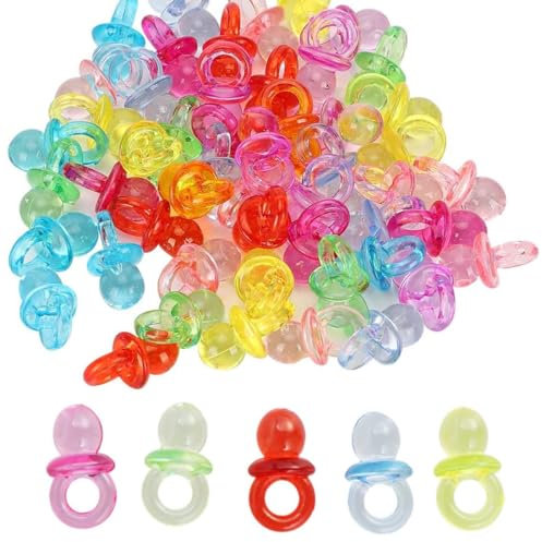 LEEQBCR 100 Piezas Mini Juego de Chupetes Decorativos, Decoraciones de Mesa de Confeti Dispersos Decorativos Favores Bautizo Baby Shower Boda Cumpleaños Fiesta Infantil, Colores Mezclados