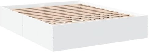 vidaXL Bettgestell, Bett Doppelbett für Schlafzimmer, Bettrahmen mit Lattenrost, Schlafzimmerbett Modernes Design, Weiß 160x200cm Holzwerkstoff