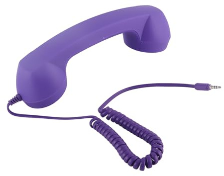 Denash Retro-Mobiltelefonhörer, USB-C-Vintage-Handyhörer mit 3,5-mm-Klinkenstecker, Tragbarer Laptop-Kopfhörer, Computer-Headset für Komfortables Telefonieren (violett)