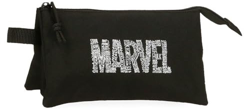 Marvel Characters Logo Estuche Triple Negro 22x12x5 cms Poliéster 1,32L