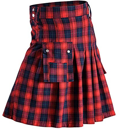 Schottischer Kilt Herren, Schottischer Kilt klassischer Rock Highland Herrenkostüm Schotte traditioneller Karierter Kilt Plaid Faltenrock Herren Irish Tartan Combat Punk Goth Highland Kleidung