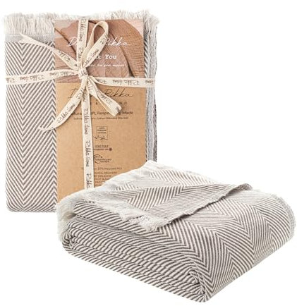 Baumwoll-Zickzack-Decke, weich, umweltfreundlich, Doppelbett, bitter, 57 x 79 cm