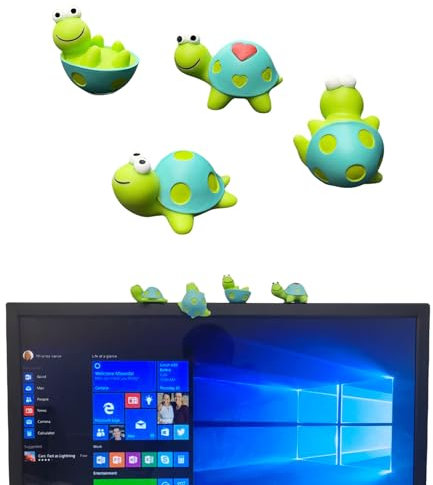 Fsocpen 4 Pcs Funny Resin Turtle Decor,Computer Monitor Decor,3D Creative Craft Animal Turtle Figurine,Adorable Office Desk Toy,Turtle Gift Great for Computer Monitor Desk Decoration