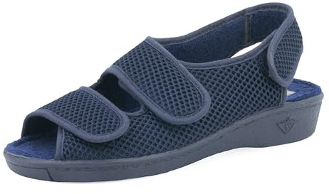 JOMIX Sommer Schuhe Damen Senioren Hallux Valgus Sandalen Weite H Rutschfeste Puschen Schwangere Indoor Diabetiker Schuhe (Blau 42 EU, ES2501)