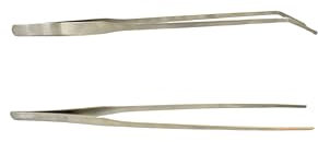 Lot de 2 Pinces pour Aquarium en Acier Inoxydable - 1 Pince Courbée + 1 Pince Droite - 21 cm - Idéal pour l'Entretien de Vos Plantes Aquatiques