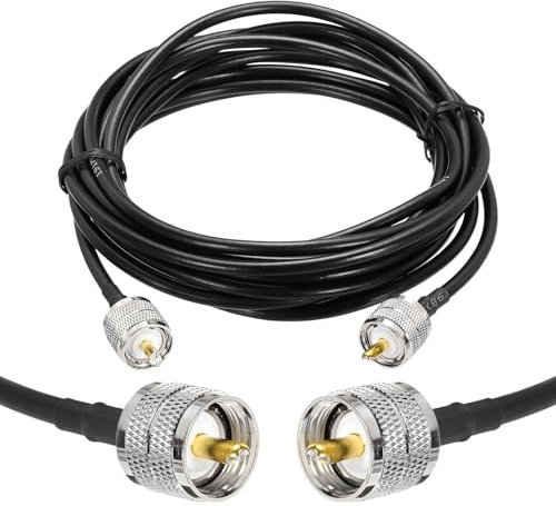 sourcing map 1PCS RG58 Coaxial Cable 15ft/4.6 M, UHF PL-259 Male to Male Coax Cable 50 Ohm Low Loss Cable for CB Radio, Ham Radio, Antenna Analyzer