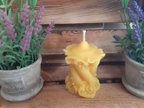 Meiers Bienenprodukte Stumpenkerze gedreht mit Rosenrelief, Noveltykerze, Kerze, 4891968031, Ohne Duft