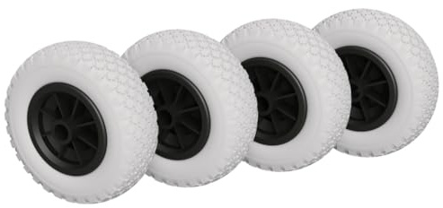 4 x PU Rad Ø 200 mm 2.50-4 Gleitlager Rolle Sliprolle Sliprad PANNENSICHER, grau/schwarz