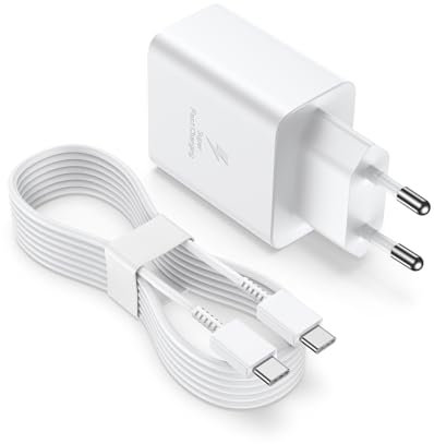 Caricabatterie Samsung 45W, Caricabatterie USB C Rapido Con 2m Type C Cavo,Caricatore Veloce Samsung Alimentatore USB Spina Presa Type C Caricabatterie per Samsung Galaxy S24 Ultra/S23/S22 S21/Note