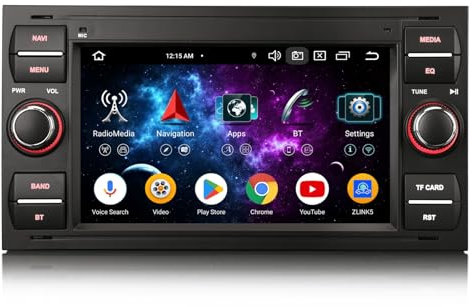 Erisin 8 Kern Android 14 Autoradio 4GB+64GB mit Bluetooth Für Ford Focus C-Max S-Max Galaxy Kuga Fiesta Transit GPS Navigation Drahtloses CarPlay Android Auto WiFi 4G AM/FM Radio RDS Touchscreen DAB+