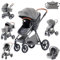 Shineey Kinderwagen 3 in 1,Kinderwagen Buggy Mit Babyschale,Mit Höhenverstellbarer Kinderwagen Komplettset Faltbare tragbare,KombiKinderwagen Mit Aluminiumrahmen für Neugeborene 0 bis 3 Jahre