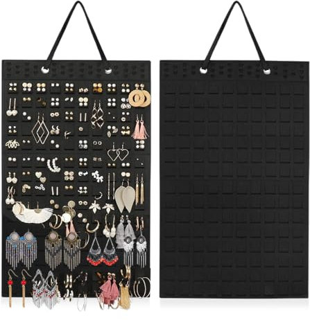 GIDWRIY Porta Orecchini da Appendere, Organizer Gioielli da Appendere Alla Portagioielli da Parete, Hanging Jewelry Organizer, Organizzatore Gioielli Appendi Orecchini, Espositore Porta Collane-Nero