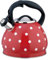 QZLNONTK Tetera silbante de Lunares: Tetera de Acero Inoxidable 304 for Estufa con Mango frío al Tacto for Estufas de Gas y de inducción(Red)