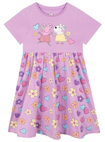 Peppa Pig Vestito Bambina | Vestito Estivo Ragazza Cotone | Abbigliamento Ragazza Manica Corta | Abiti in Cotone | Viola 4-5 Anni