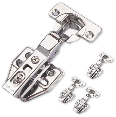 Soft Close Cabinet Hinge, Concealed European Style, Adjustable Metal Hardware, Silver (Half Overlay, 4)