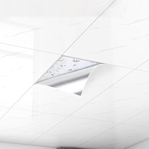 Panel Decorativo Pared y Techos Paneles Autoadhesivos para Techos de Baño - Placas Decorativas de PVC Impermeables con Textura de Mármol, Hazlo Tú Mismo para Paredes y Techos de Poliestireno(B,50pcs)