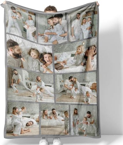 Personalisierte Decke mit Foto & Text,Personalisierte Kuscheldecke mit Foto, Personalisiert Decken für Mutter,Vater,Paar,Familie,Fotodecke, personalisierte Geschenke,Geschenke zu Weihnachten
