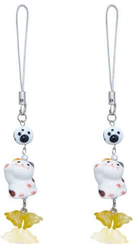 LEGENTLISUR Breloque en forme de chat mignon fait à la main pour téléphone portable, sac à dos, appareil photo, portefeuille, porte-clés, décoration, 115mm, Verre, Pas de gemme