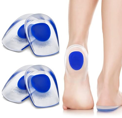 Soodyoow 2 Paires Talonnettes en Gel, Epine Calcaneenne Talonette, Tendinite et Fasciite Plantaire, Orthopédique SiliconeTalonette Soulage Douleurs Pieds pour Homme Femme (L, Bleu)