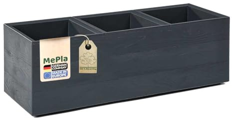 MePla - Kübel KARO-30 - Holzoptik - Doppelwandig mit Rollen – Made in EU – Bruchsicher, UV-beständig & wetterfest