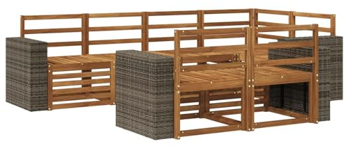 vidaXL Ecksofa Set 7 pcs Natur, Garten, modernes Ecksofa, gemütliche Lounge für Terrasse, schicke Möbel und entspannte Sitzgelegenheit