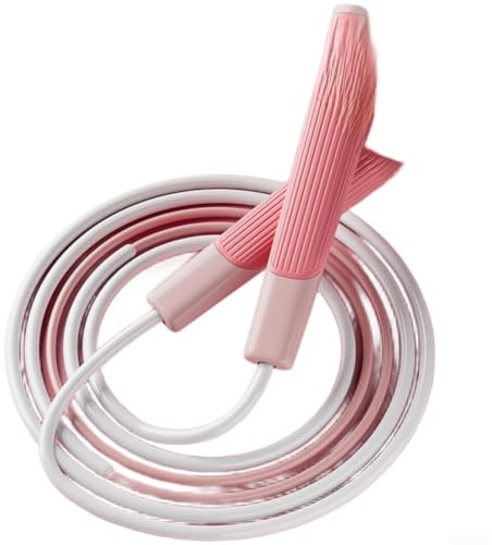 Cuerda de saltar infantil de 2,8 m con segmentos de cuentas, longitud ajustable, control de mango texturizado y cuerda aerodinámica cónica de PVC PP para un ritmo constante (F)