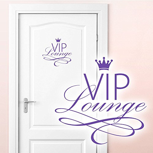 Grandora Wandtattoo VIP Lounge I Lavendel (BxH) 19 x 18 cm I WC Badezimmer Toilette selbstklebend Türaufkleber Aufkleber Wandaufkleber Wandsticker W5373