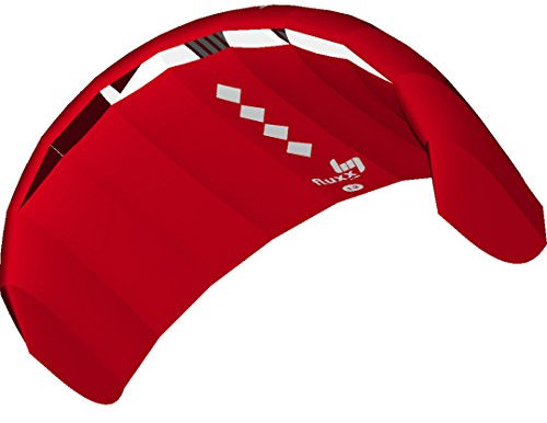 HQ4-Kites 118021 - Fluxx 1.3 Red, Zweileiner Lenkmatte Trainerkite, Perfekter Einstieg ins Powerkiten, Spannweite: 130cm, inkl. 50kp Dyneemaschnüre 2x20m auf 2-Line 47cm-Controlbar, 5-26 Knoten
