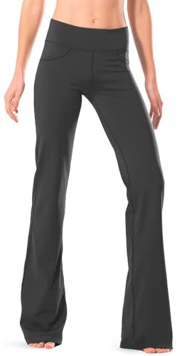 Safort Regular/Tall Bootcut Yoga Hose mit 71cm/76cm/81cm/86cm Schrittlänge, 4 Hosentaschen, Grau, L