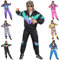 Foxxeo - Costume di Carnevale anni '80 per adulti, tuta da uomo, taglie: S-XXXXL, colore nero, verde, viola, taglia: L, Tuta da uomo, XXXXL