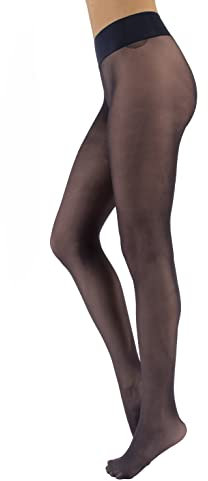 CALZITALY Trasparente Strumpfhose, Nahtlose Strumpfhose, gepunktet Strumpfhosen Damen, S, M, L, XL, XXL, Schwarz, Blau, Hautfarbe, Sun, Tan, 15 DEN, Made in Italy (L-XL, Blau)