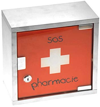 Barbacado - Armario farmacéutico de metal rojo, armario para medicamentos; farmacia