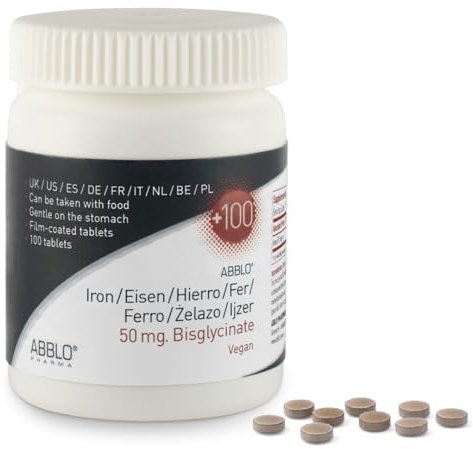 50mg. Hierro Bisglycinato ABBLO - muy suavemente sobre el estomago -