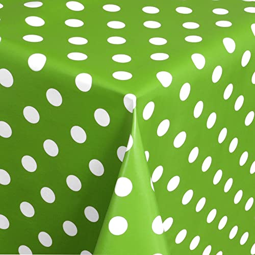 Wachstischdecke Wachstuch Tischdecke Gartentischdecke abwaschbar eckig 160x140 cm Punkte Grün Weiss
