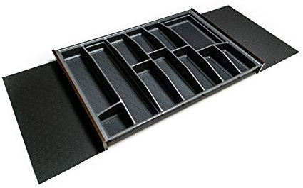 LANA solution 90er - 120er Schublade - Universal Besteckeinsatz – Tiefe wählbar (Anthrazit, 473 mm Schubladentiefe)