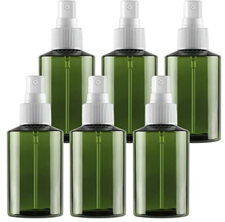 TIANZD 6 Piezas 100 ml Botella de Spray Plástico Vacías Verde con Bomba en Spray blanco de Niebla Fina Atomizador Pequeño para Perfume Viaje Artículos de Agua Cosmético Alcohol