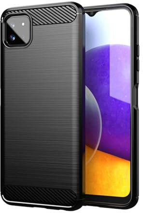 betterfon | Samsung A22 5G Hülle Carbon TPU Silikon Handy Tasche Hybrid Case Schutzhülle Panzer Cover Bumper für Samsung Galaxy A22 5G SM-A226B Schwarz