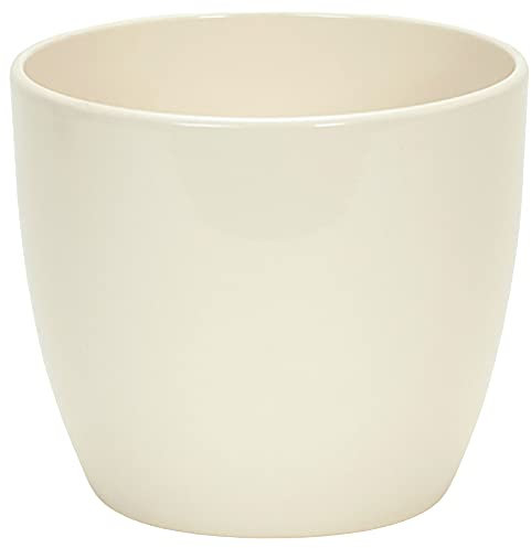Annastore Blumenübertopf AVA aus Keramik Pflanztopf Blumentopf Keramiktopf Übertopf für Blumen (Creme, Ø 22,5 cm/H 19,5 cm)