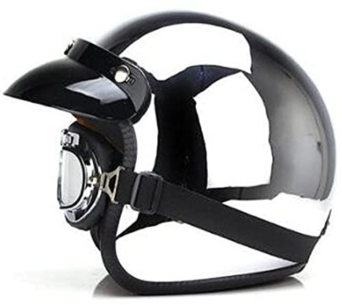 ZLYJ Motorrad Halbgesichtshelme Mirror Silver Chrome Jethelm Motorrad Pilot Crash Chopper Helm Retrohelme, Mit Sonnenblende, ECE-Geprüft B,XXL