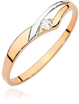 Damen Ring 585 14k Gold Rotgold natürlicher echt Diamanten Brillanten
