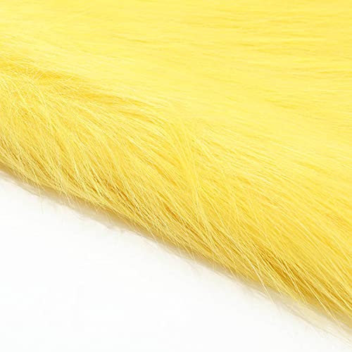 Plüschstoff, Langflor-Kunstfell, flauschiges Material, zuschneidbar, Plüsch, DIY, Handarbeit, Bastelbedarf zum Basteln, Nähen, Kostüme, Sitzkissen, Stuhlüberzug (Größe: 1,7 x 0,5 m, Farbe: Gelb)