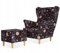 Family Meble Ohrensessel mit Hocker, Modell Print, Skandinavisch, Relaxsessel aus Webstoff, Loungesessel, Ohrensessel mit Hocker, Bequemer Sessel, Für Wohnzimmer, Esszimmer, Schlafzimmer, Sterne