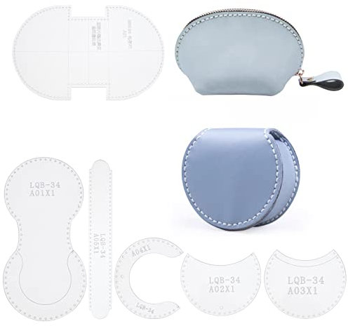 WADORN 2 Styles Brieftaschenvorlage, Geldbörse Vorlage Klar Acryl Handtasche Vorlage Leder Muster Schablone Acryl Leder Form Für Taschen Umhängetasche DIY Lederhandwerk Werkzeug
