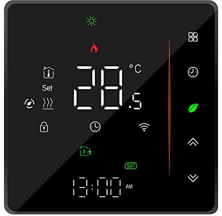 WiFi Smart Thermostat Raumthermostat, Wöchentlich programmierbar Unterstützt Touch Control/Mobile APP Sprachsteuerung Kompatibel mit Alexa/Google Home,für elektrische Fußbodenheizung 16A Schwarz