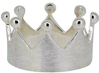 Kronenring Damen – 925 Sterling Silber Ring gebürstet, Crown Ring mattiert, eleganter Bandring, Geschenk für Frauen, Silberring, Bandring | RG: