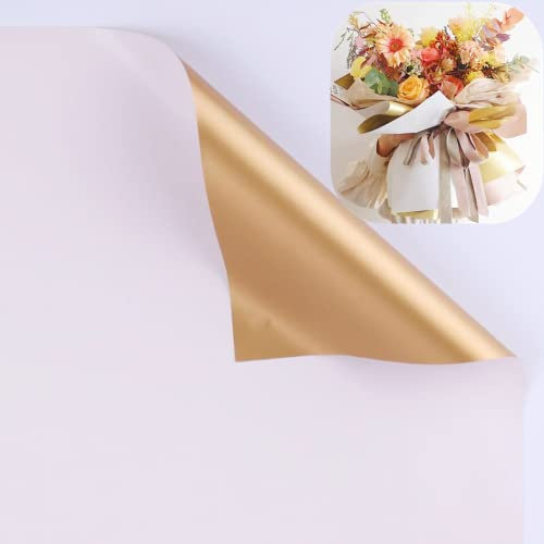 20 fogli a due colori doppia faccia Fiore Wrapping Paper, forniture per bouquet da fioristi,DIY Crafts, Impermeabile Floral Wrapping Paper 58 x 58cm(bianco)