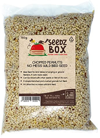 Chopped Peanuts For Wild Birds 750g - Kibbled Peanuts - Seedzbox Deluxe No Mess Wild Bird Food - Feed On Its Own or Blend With Bird Food - Simply Crushed Granule Nut Feed